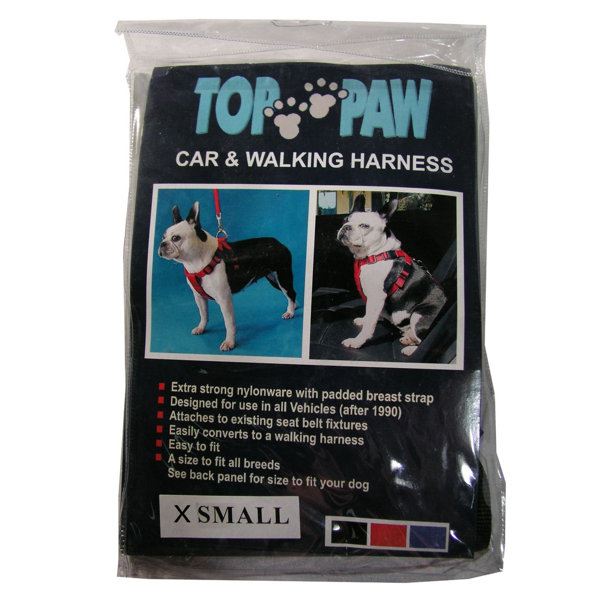 Top Paw Car & Walking Harness X Small Black