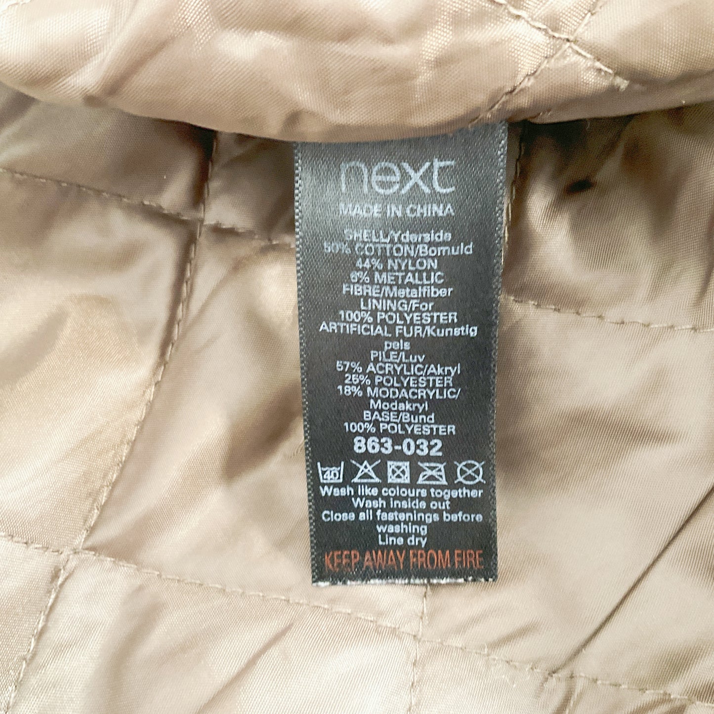 NEXT - Khaki Hooded Parka Coat With Faux Fur Trim