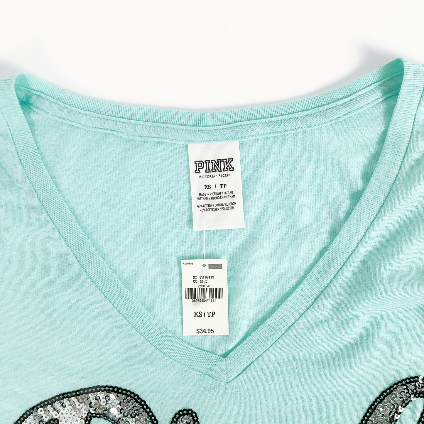 Victoria’s Secret PINK - Sequin Logo V-Neck Tee