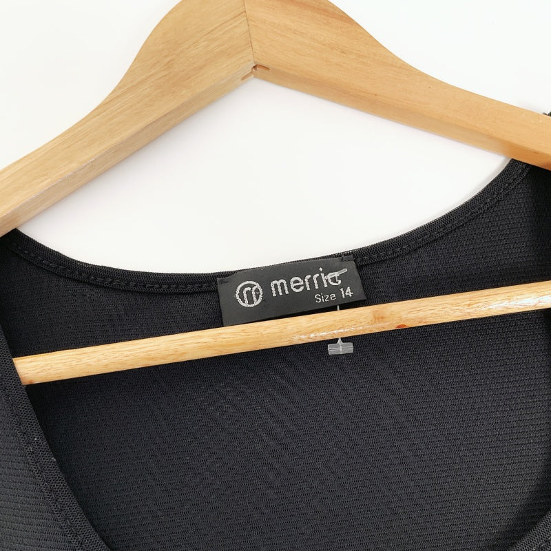 Merric- Black & Abstract Bule Overlay Sleeveless Tunic