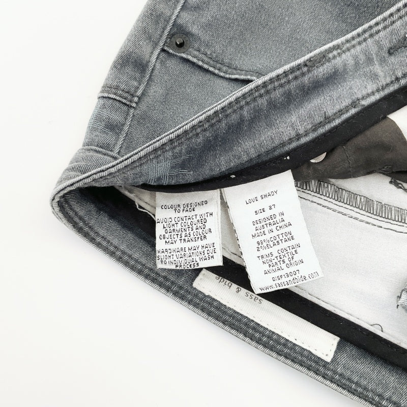 Sass & bide-Light Grey Crosshatch Pattern Slim-Fit Jeans