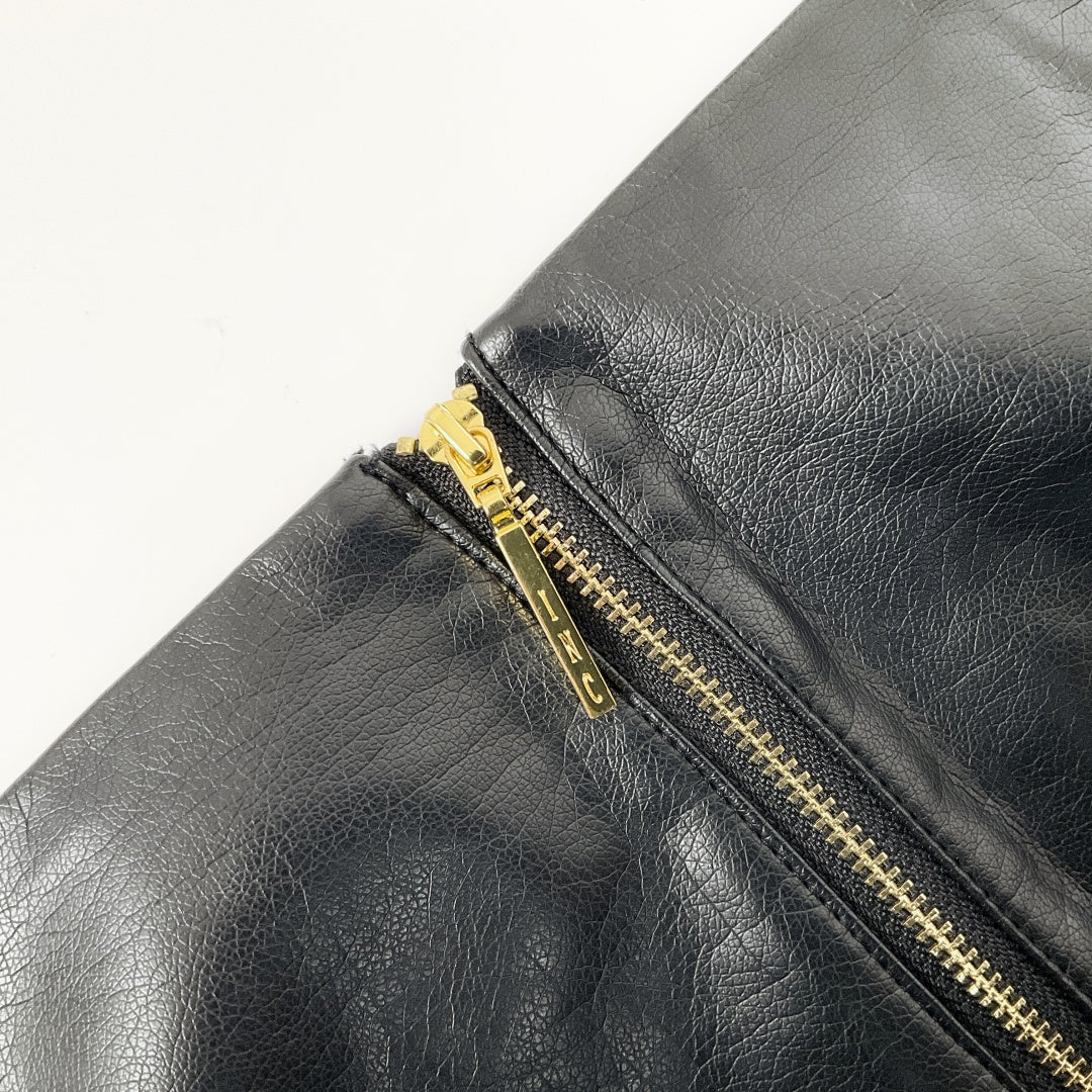 INC International Concepts - Faux Leather Skirt in Black with gold grommets