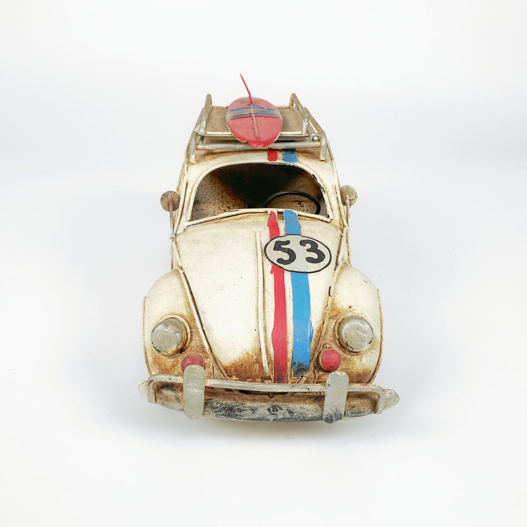 VW Beetle-White big vintage design-old look car bug-moneybox-picture frame