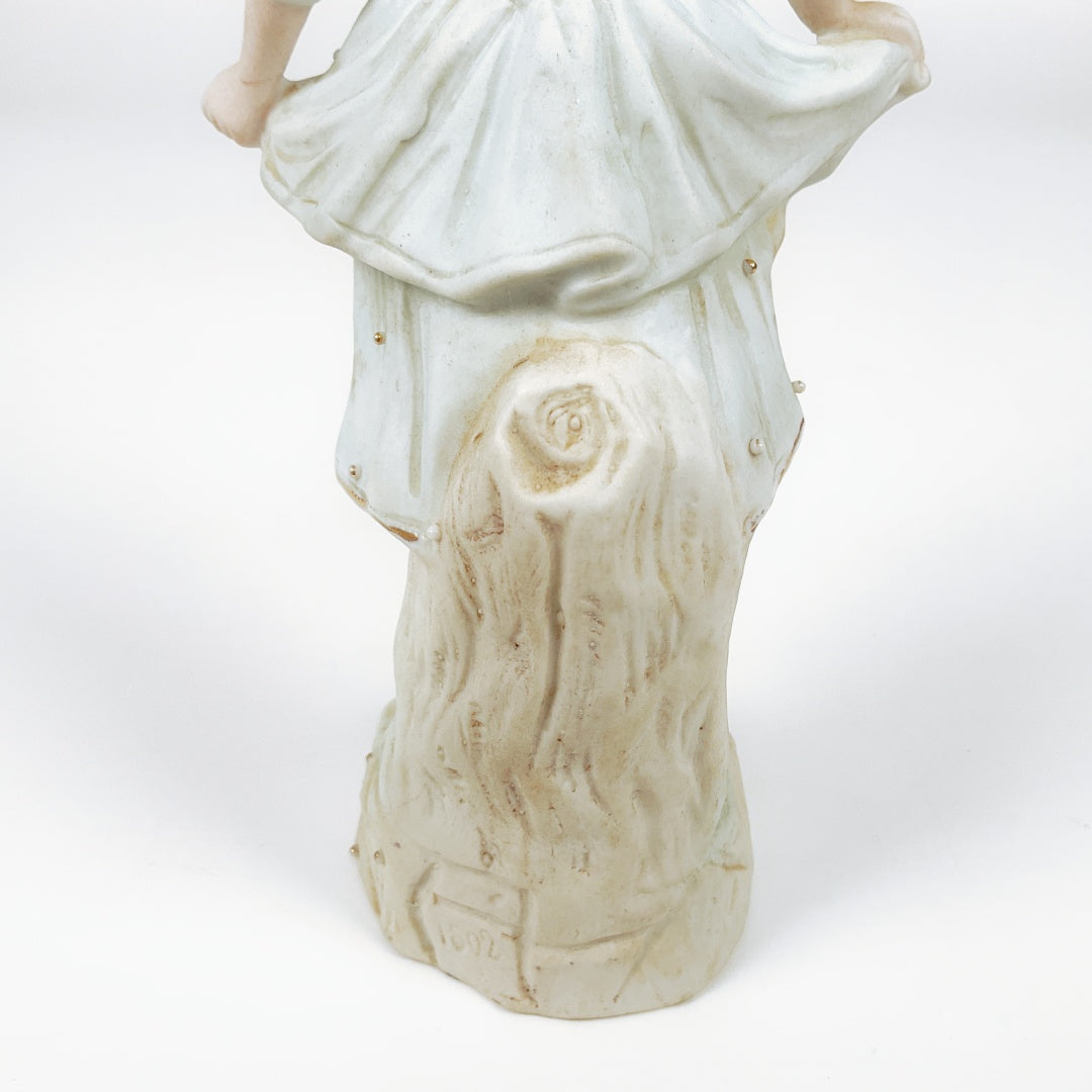 Vintage Porcelain Lady Figurine with Gold Accents