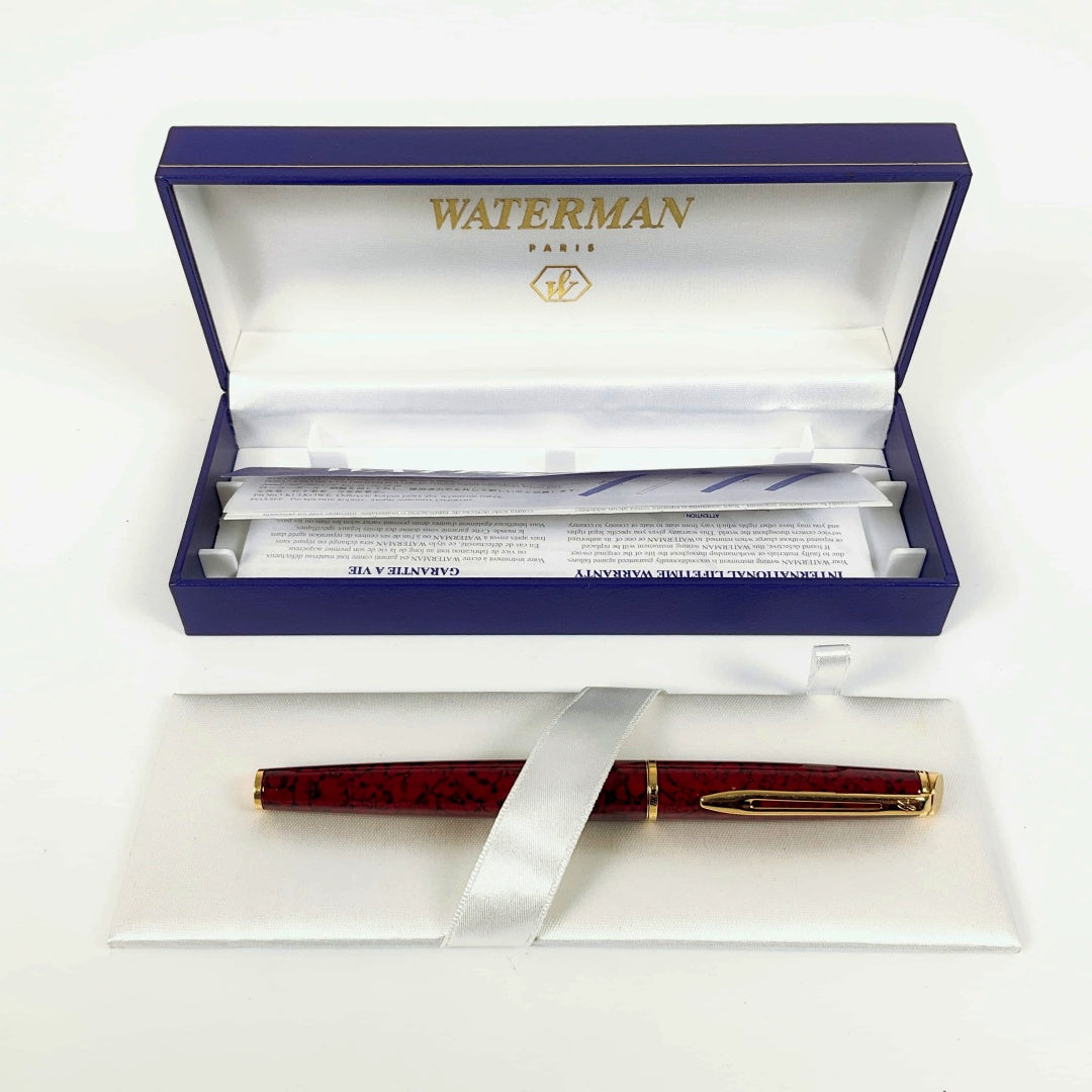 Waterman Hemisphere Fountain Pen Red Marble In Box