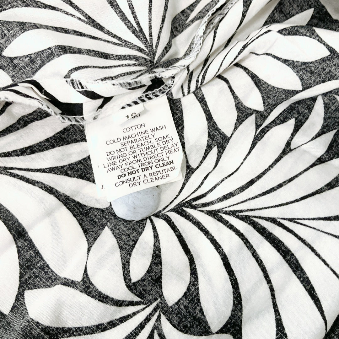 SACHA DRAKE - Black & White Leaf-Print Cotton Dress
