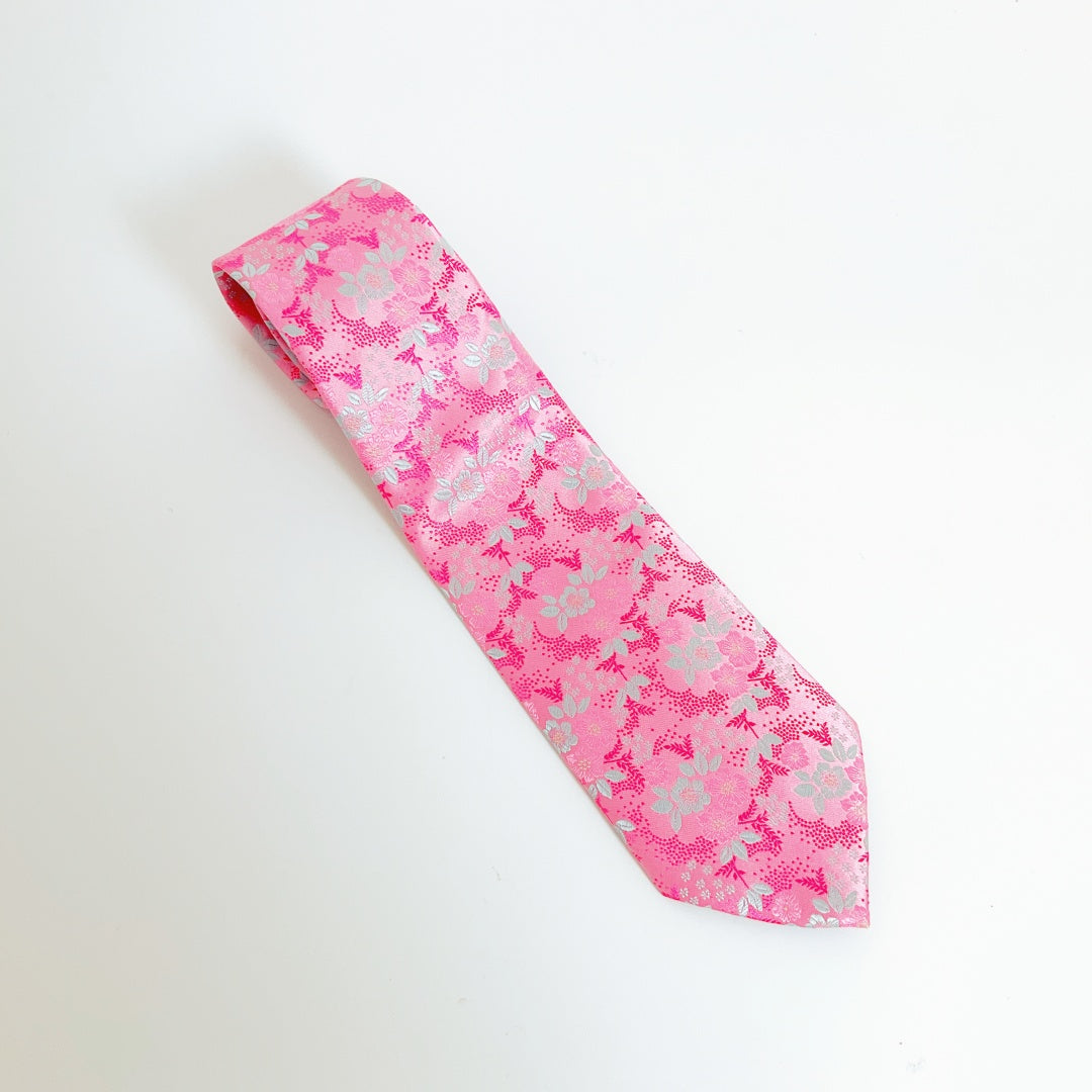 KAILONG-Handmade Silk Tie (Floral Pattern Pink)