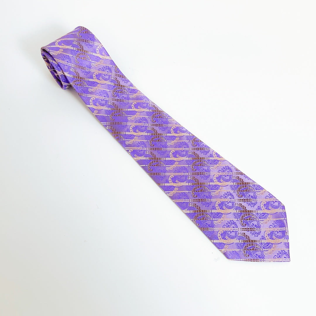 KAILONG-Handmade Silk Tie (Abstract Stripe Purple)
