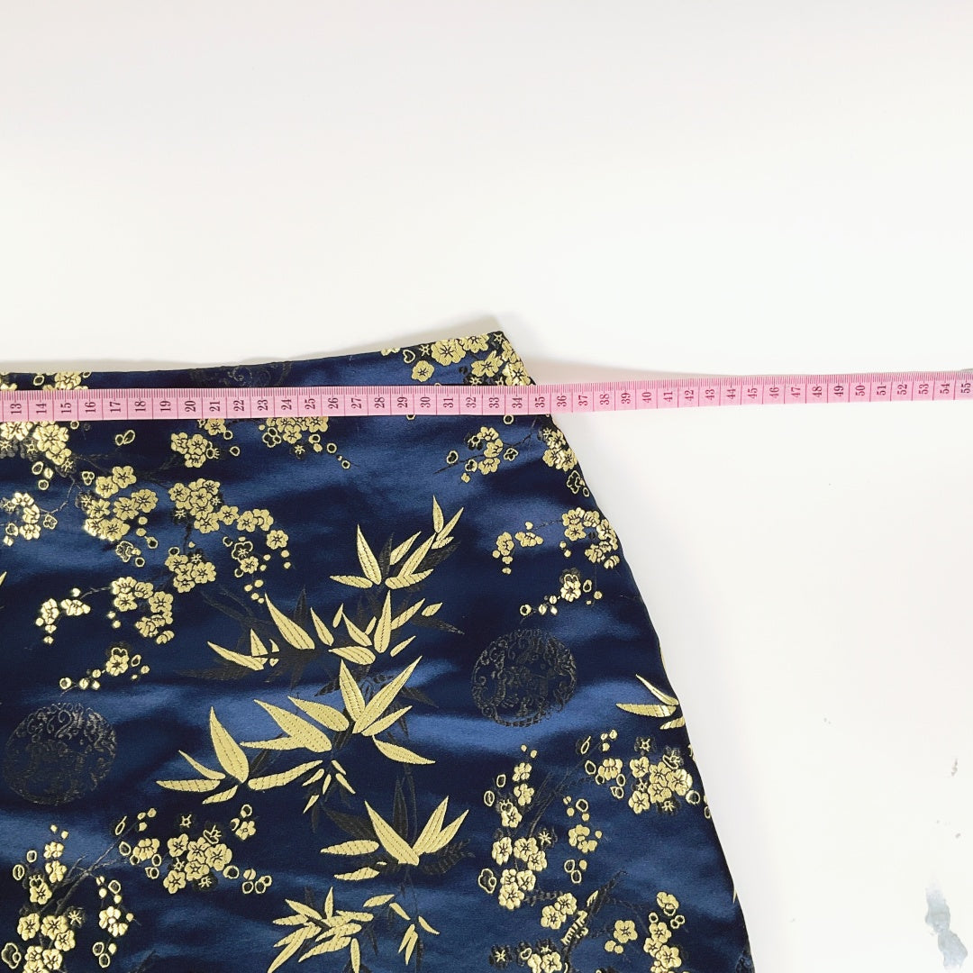 Glassons - Gold Floral Pattern Navy Mini Skirt