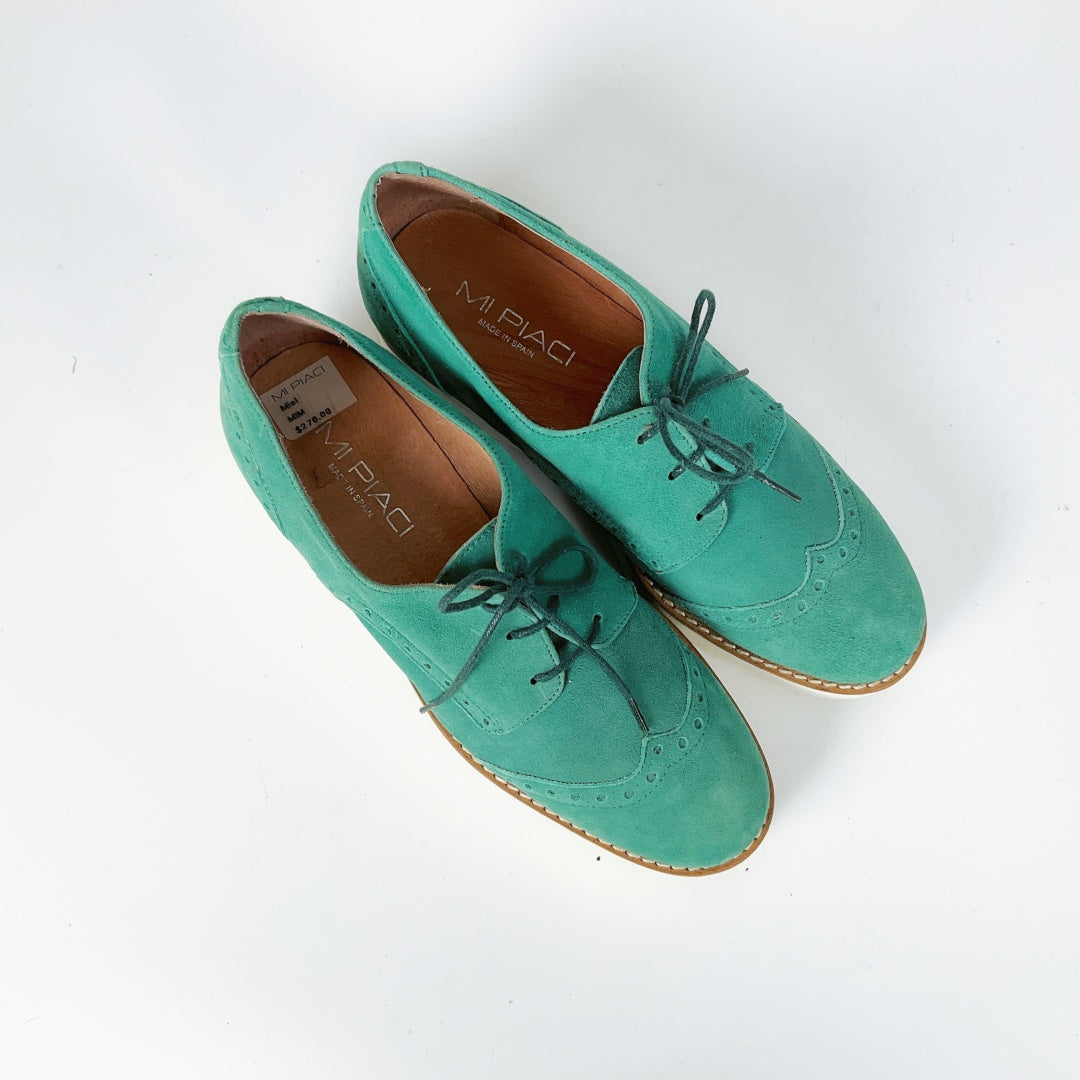 Mi Piaci - Teal Derby Shoes