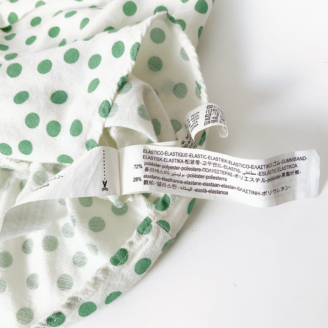 Zara - White Top with Green Dots & Front Tie