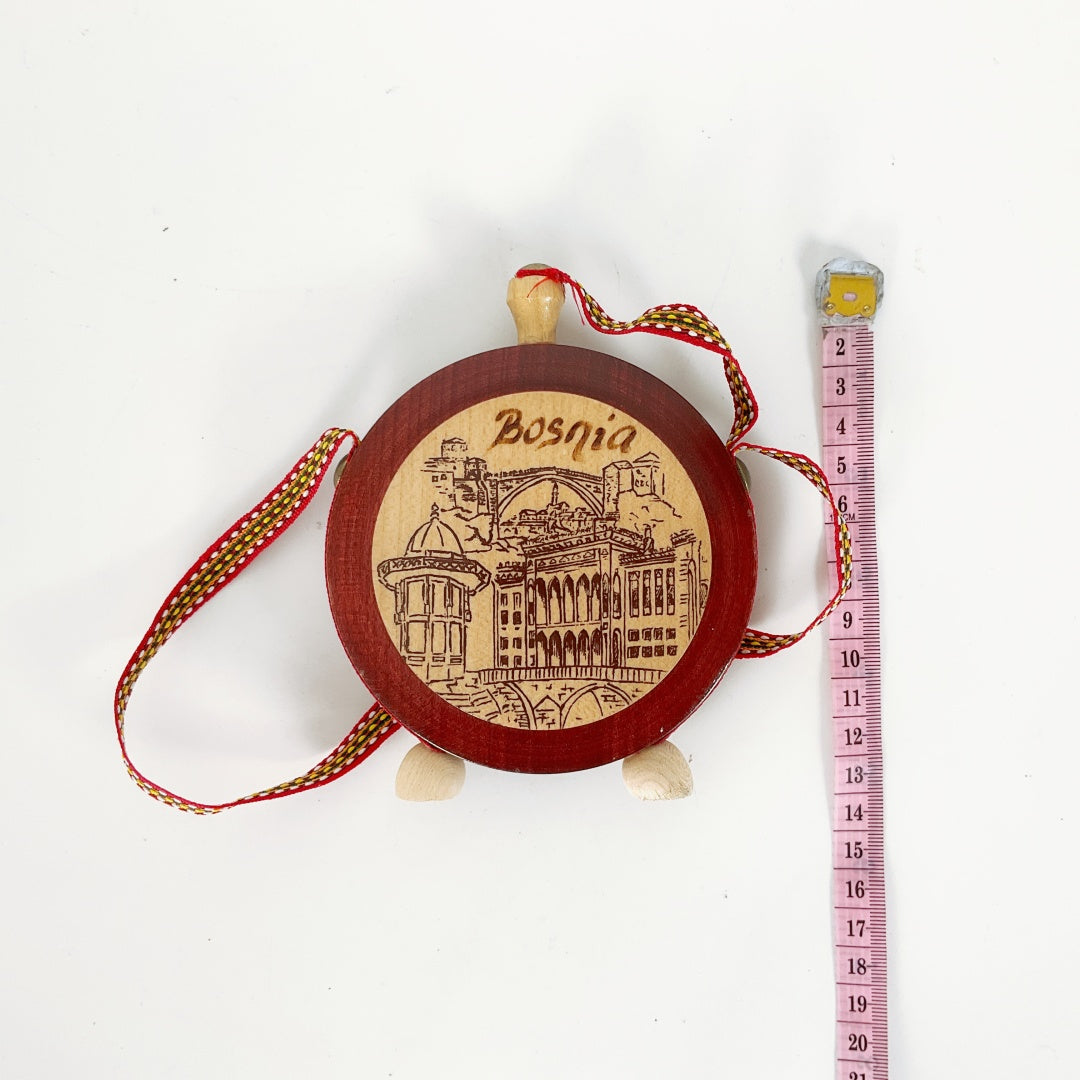 Bosnia Wooden Souvenir Flask Ornament – Decorative Miniature (10.5cm)
