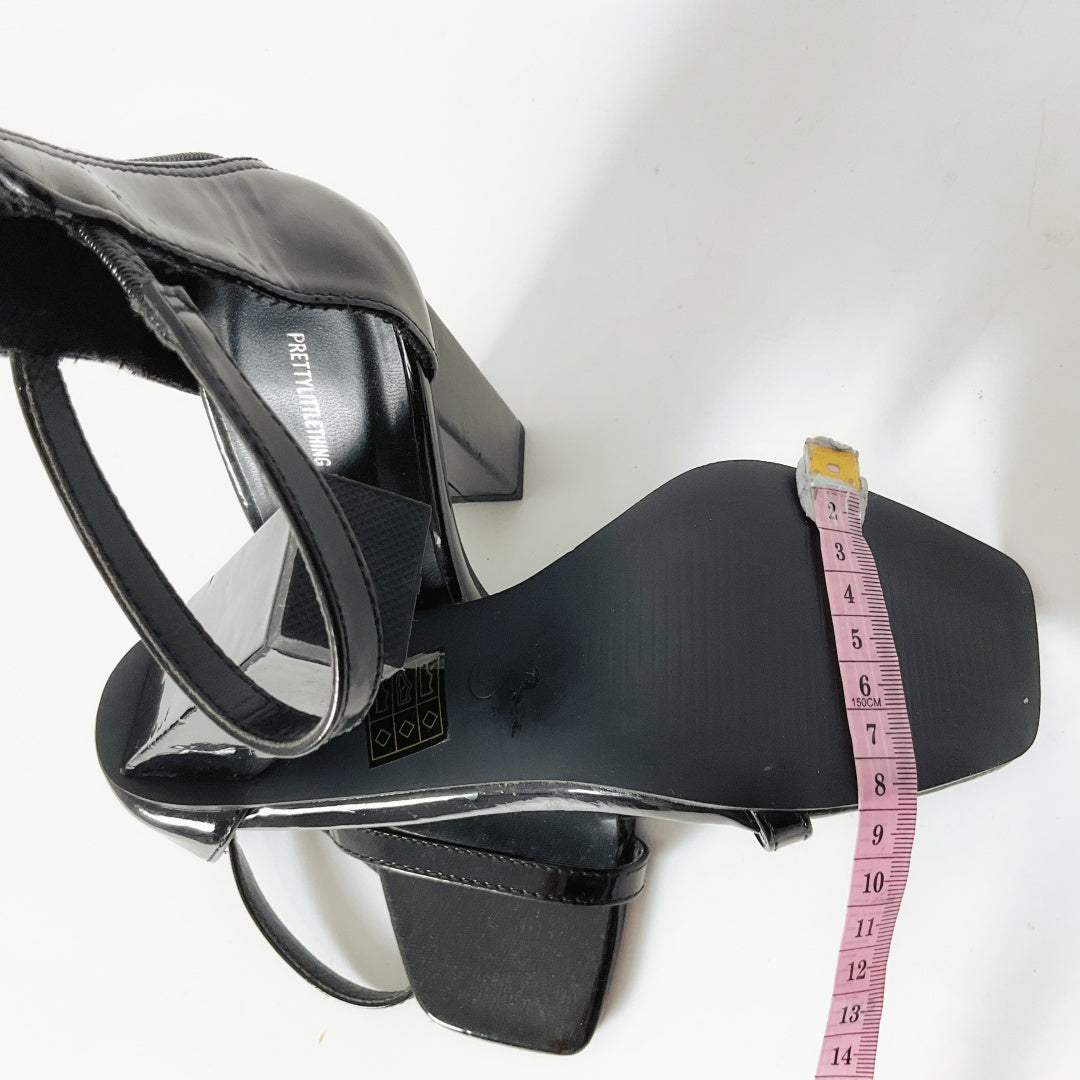Pretty Little Things - Black PU Square Toe Heels