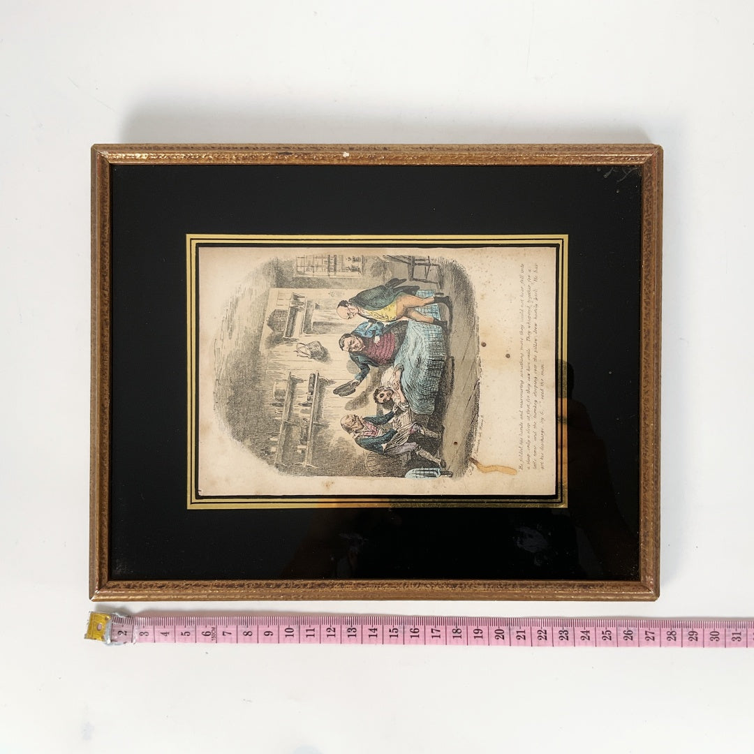 Antique Framed Oliver Twist Illustration Print by Thomas Onwhyn – Victorian