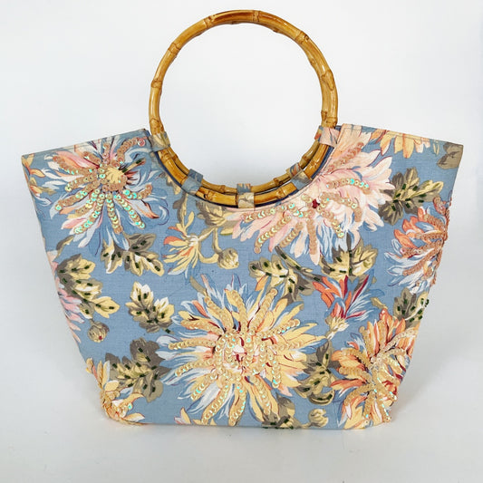 Handmade - Canvas Tote Bag with Bamboo Handle