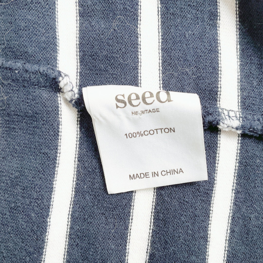 SEED HERITAGE Striped Cotton Dress – Black & White – Size S