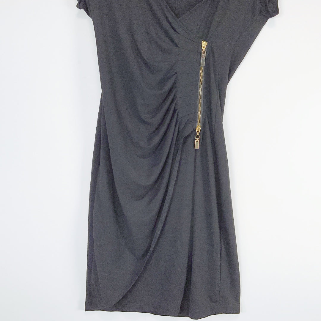 MEI MEI Draped Black Dress – Zip Detail – Size 12