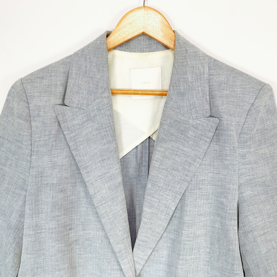 MNG Light Grey Linen Blend Blazer XL – Classic Tailored Jacket