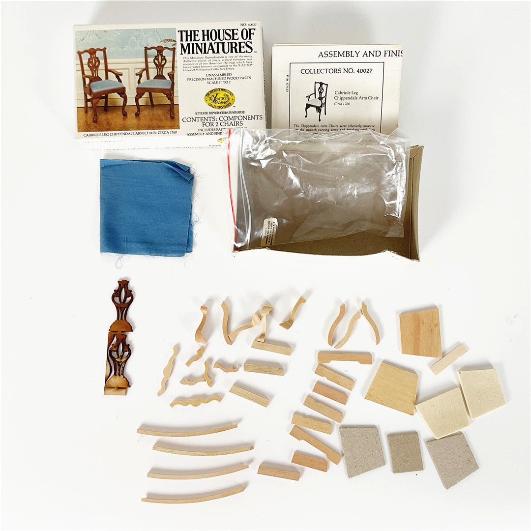 The House of Miniatures Chippendale Arm Chair Kit No. 40027 – Set of 2 Chairs