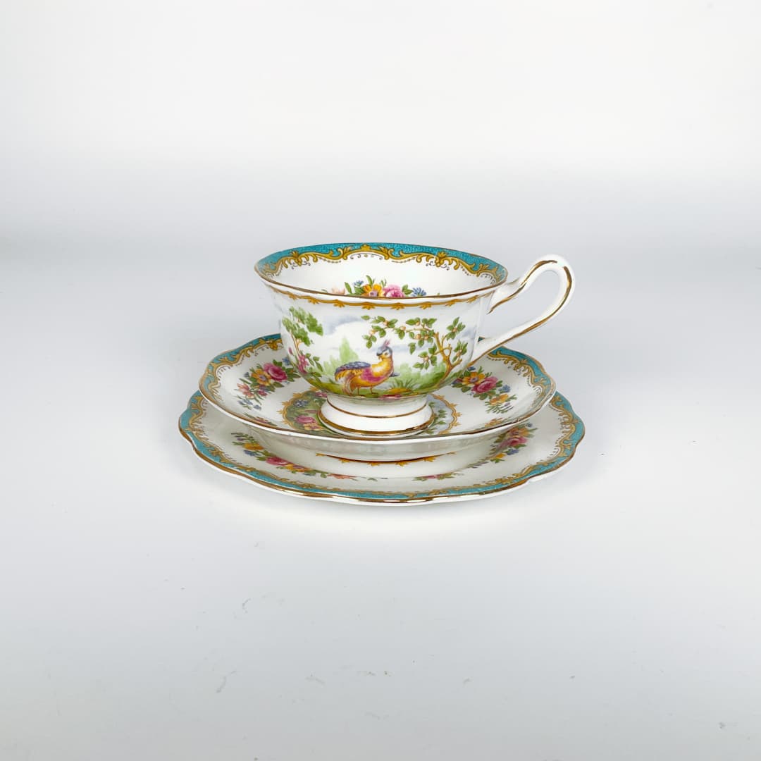 Royal Albert Bone China - Chelsea Bird Tea Cup and Saucers Trio Set