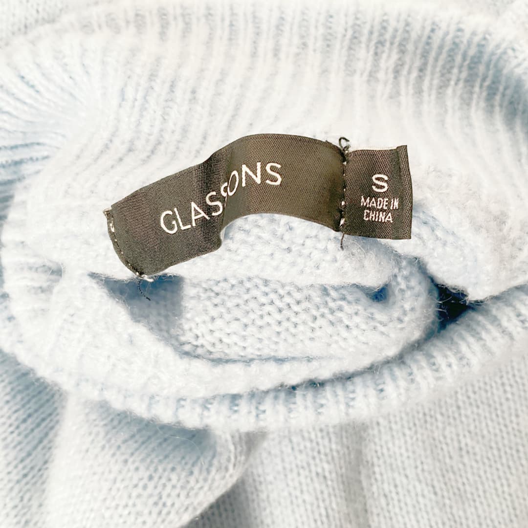 GLASSONS - Blue Mock Neck Knit Jumper