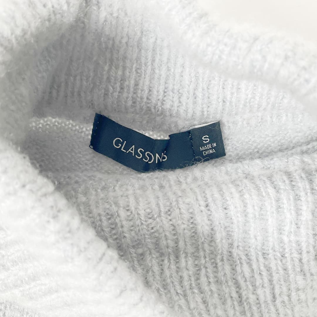 GLASSONS - Grey Mock Neck Knit Jumper