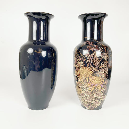 Japanese Tenmoku-Kiku Shibata Decorative Vase οΌsold as Pair)