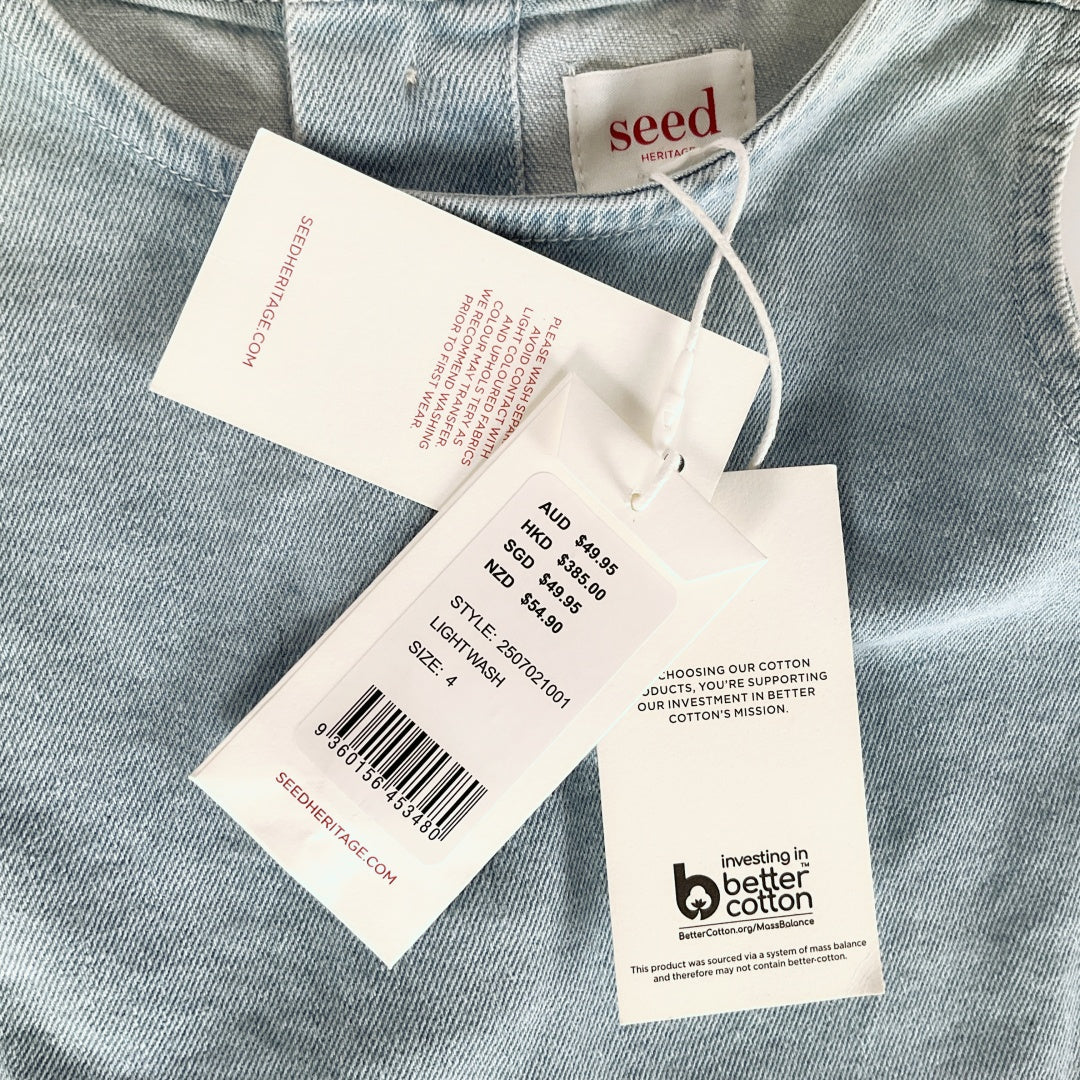 Seed Kids Light Wash Denim Sleeveless Top