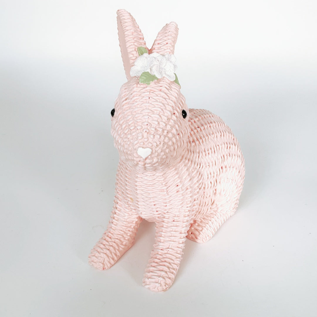 Pink Rattan-Style Bunny
