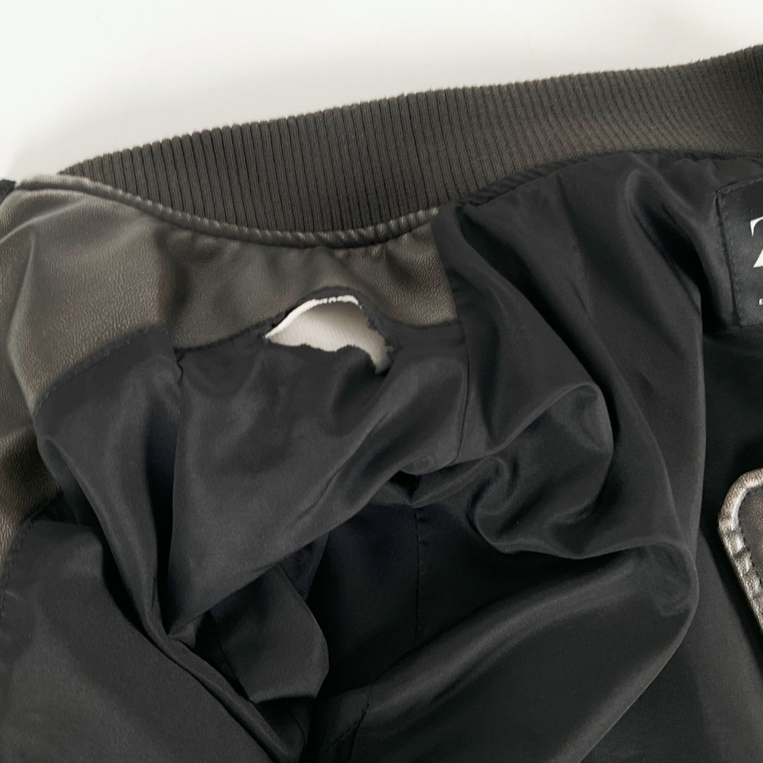 ZARA - Faux Leather Bomber Jacket - Dark Brown - Size S