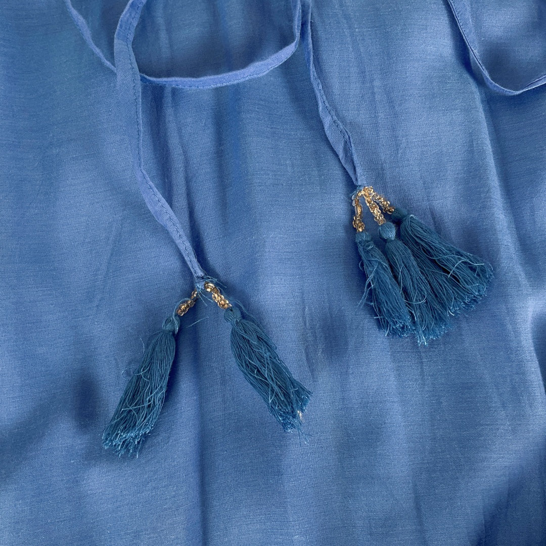 ADRIFT - Blue Cotton & Silk Dress - Size S