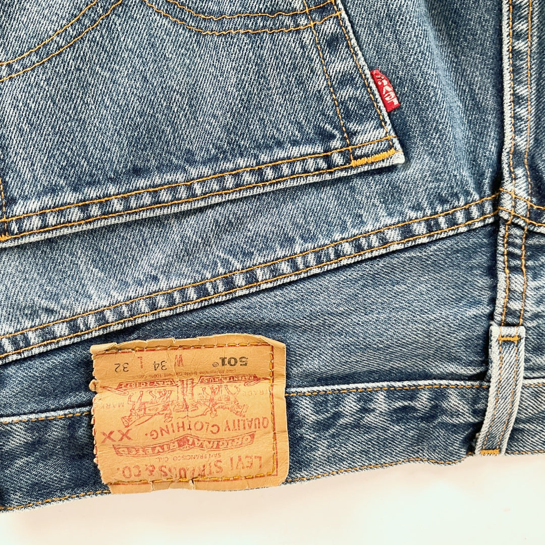 LEVI'S 501 - Classic Straight Leg Jeans - Blue - W34 L32