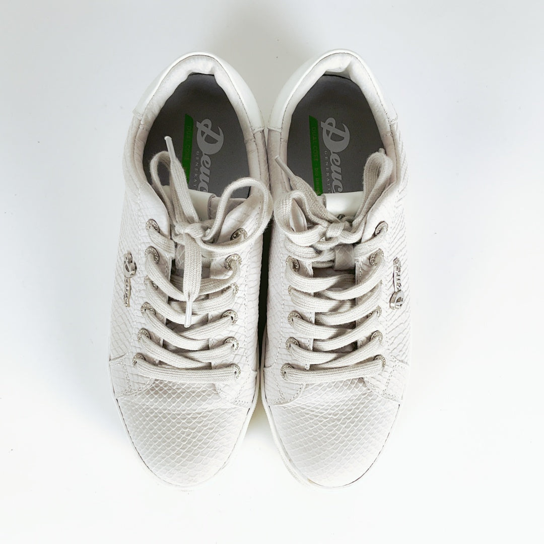 Deuce - Women's Grey Leather Sneakers with Glitter Detail