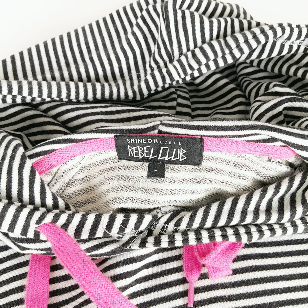 Shine On - Black and White Stripe Hoodie