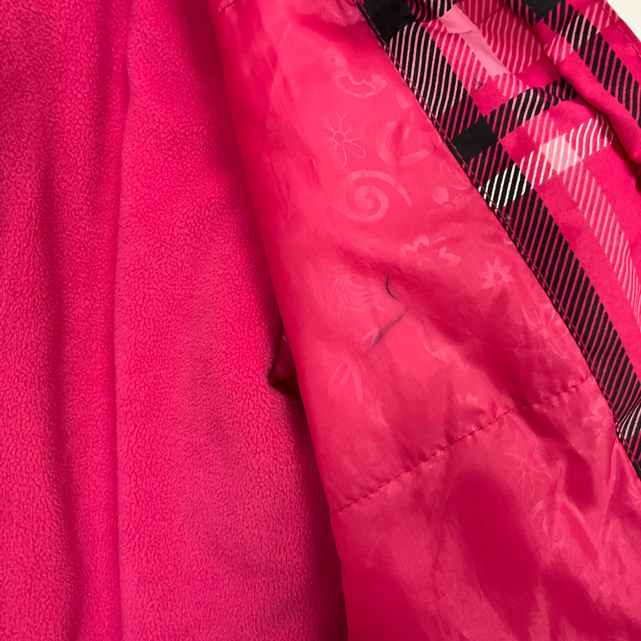 A'ND Pink Plaid Hooded Jacket – Size 14
