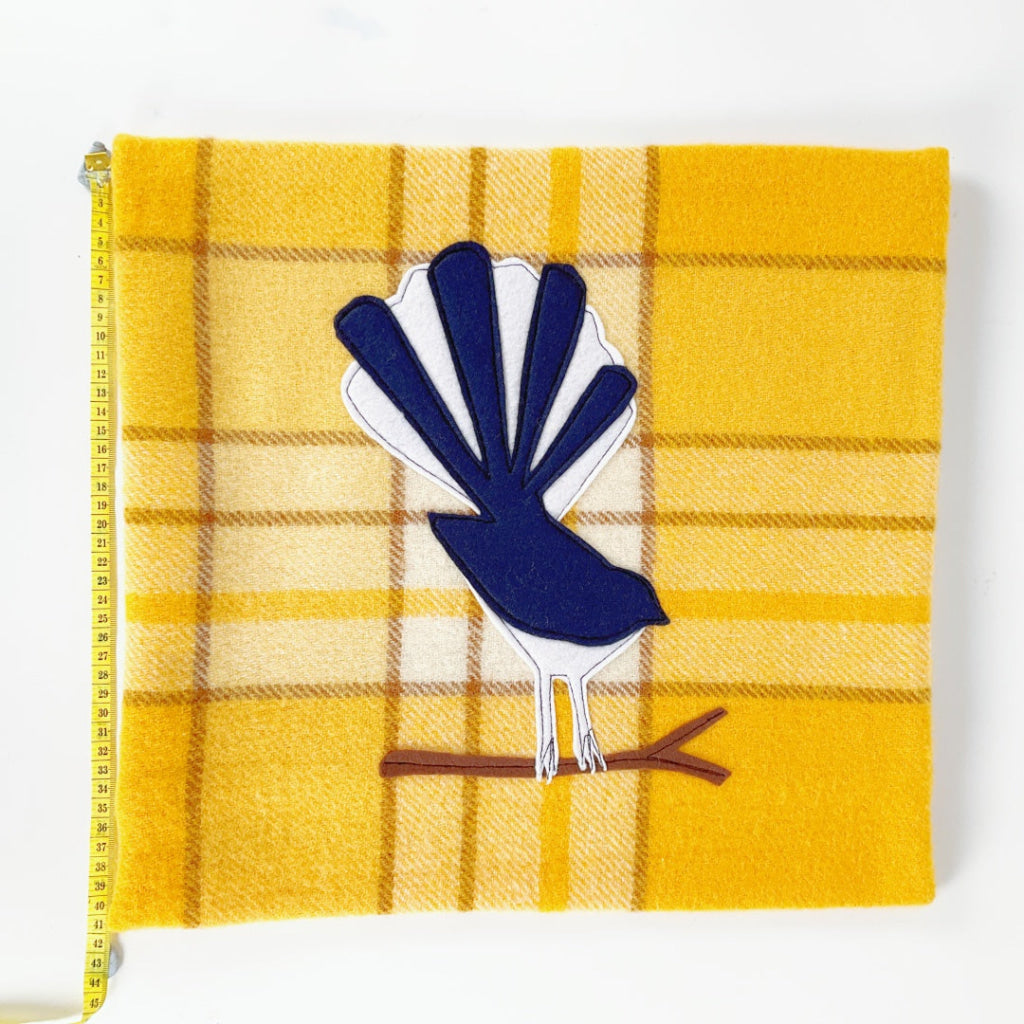 Artearoa - Fantail Cushion Cover - Golden Yellow Check