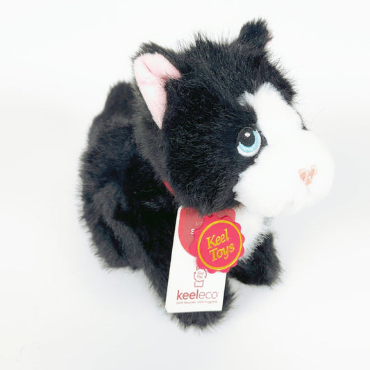 Keeleco - 18cm Pouncing Kitty Love - Black-and-White