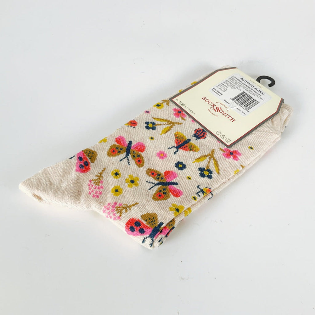Sock Smith - Butterfly Floral - Ivory Heather