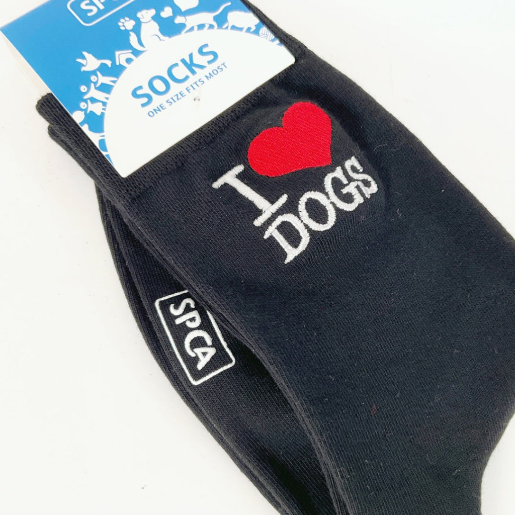 SPCA – SOCKS – I LOVE DOGS – BLACK