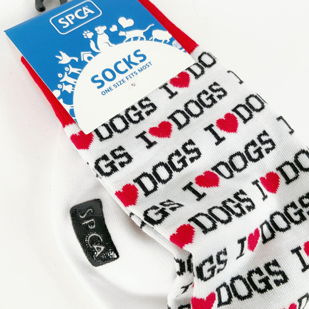 SPCA – SOCKS – I LOVE DOGS – WHITE