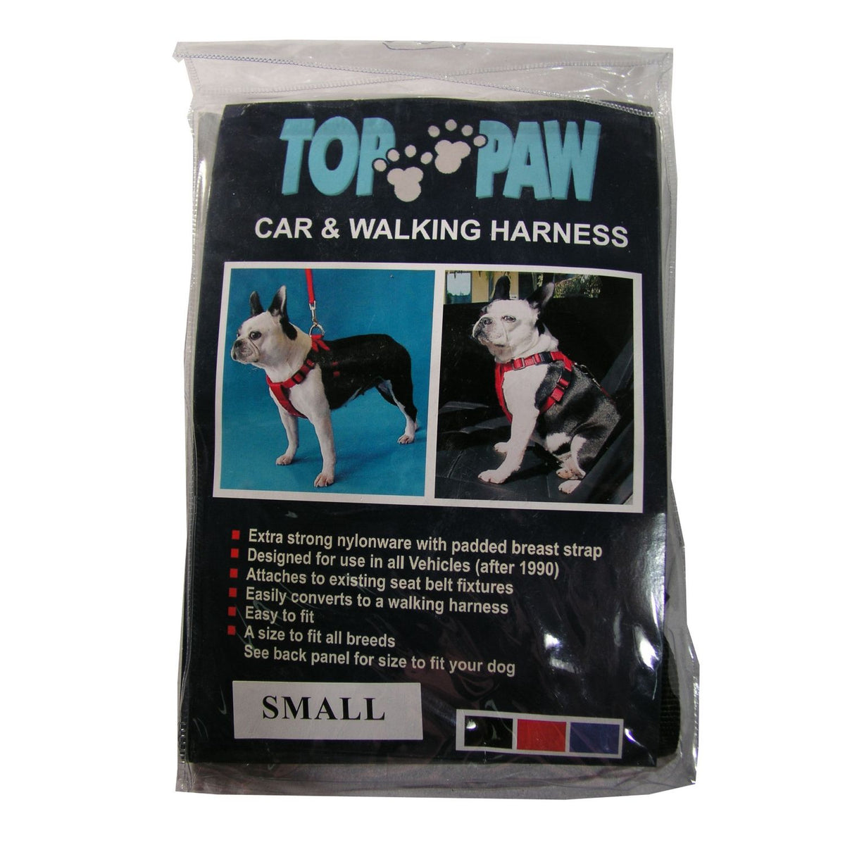 Top Paw Car & Walking Harness Small Black