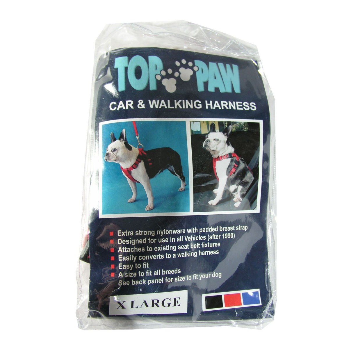 Top Paw Car & Walking Harness X Large Black