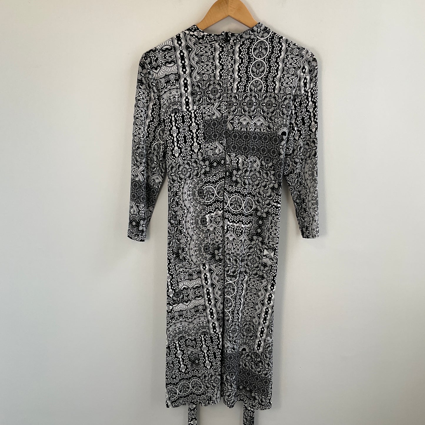 Blue Illusion - Black & White Wrap Dress