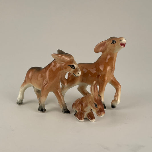 Set of 3 Donkey Figurines