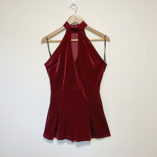 Atmosphere - Red Velvet Halterneck Playsuit