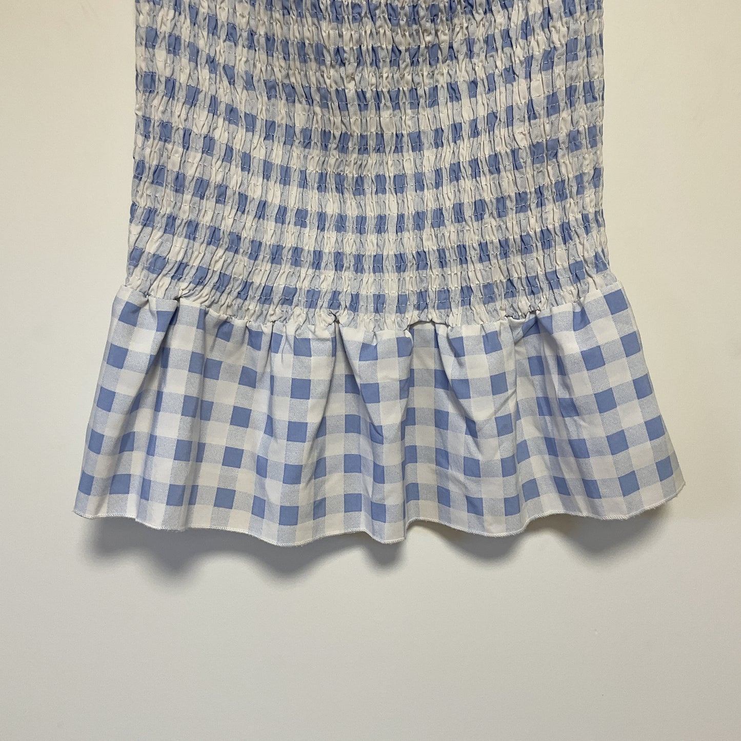 Pretty Little Thing - Blue Gingham Ruched Frill Hem Mini Skirt