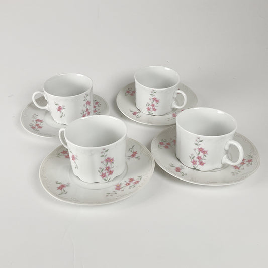 ARPO - Embossed Porcelain 4 Teacup and Saucer Sets