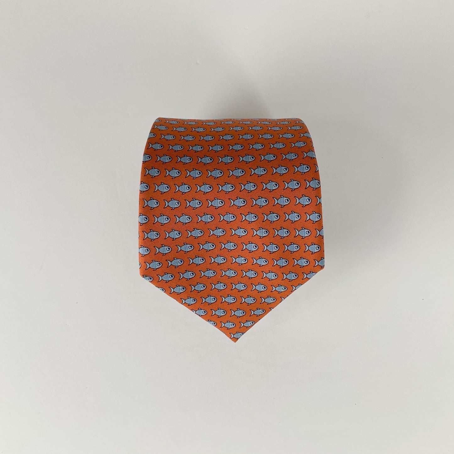 Tm Lewin - Hand Made Fish Pattern Silk Tie
