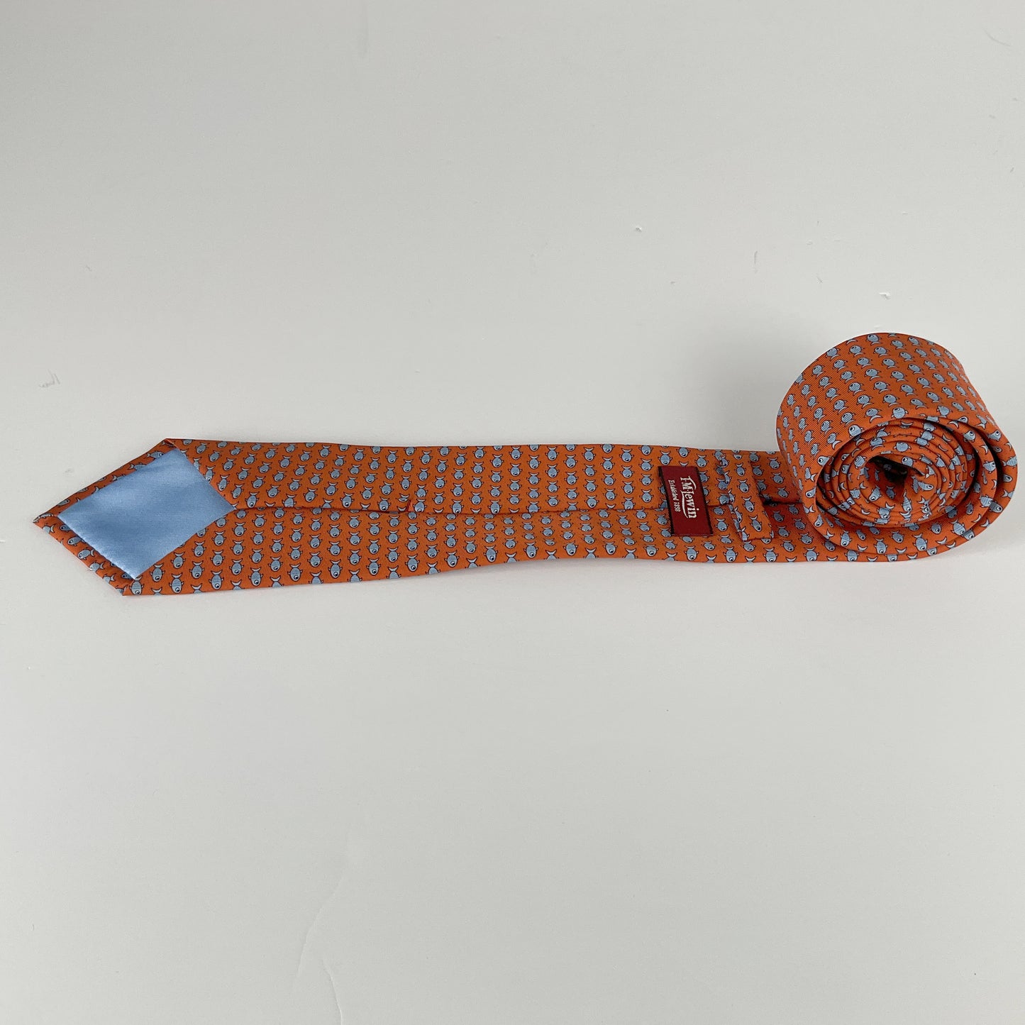 Tm Lewin - Hand Made Fish Pattern Silk Tie