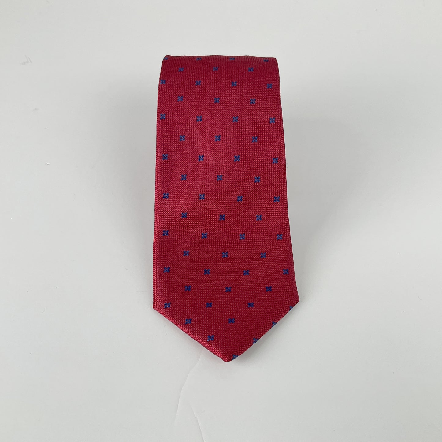 Barkers - Four-Leaf Clover Pattern Red Silk Tie